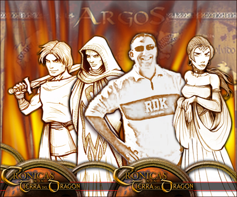 Tob+?as Grumm con algunos de sus personajes